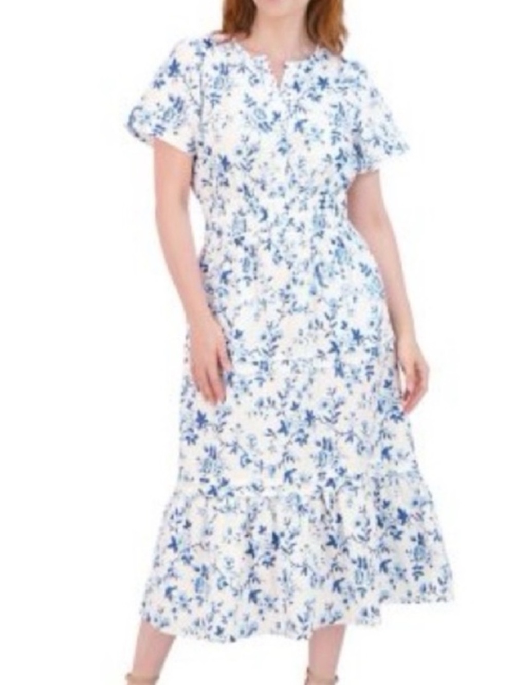 French Connection Blue and White Floral Midi Dress - Picture 2 of 7